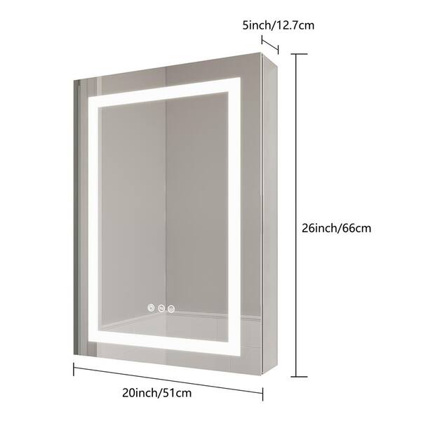 26 in. W x 20 in. H Rectangular Bathroom Medicine Cabinet with  