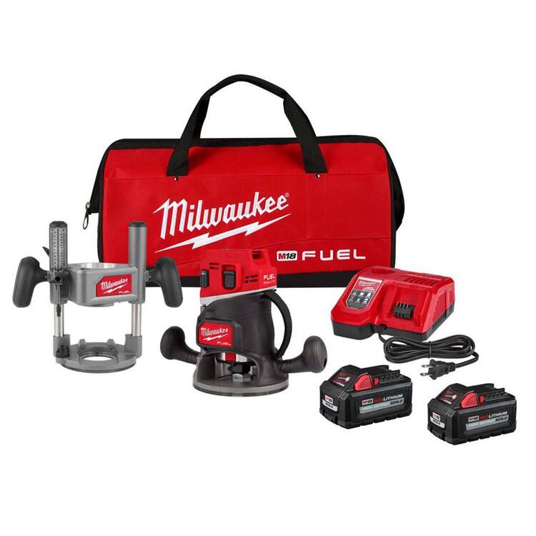 Milwaukee M18 FUEL 18-Volt Lithium-Ion Cordless Brushless 1/2 in. Router Plunge Base Kit w/ High Output Battery Pack 6. 0Ah