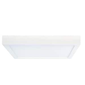 7 in. White Square Flush Mount Ceiling Light with Plastic Shade, Dimmable 2700K Warm White Light Bulb Included 1-Pack