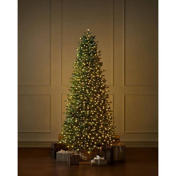 7.5 ft. Elegant Twinkling Grand Fir Slim LED Pre-Lit Artificial Christmas Tree with Timer