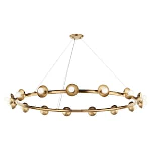 Palta 15-Light Champagne Bronze Soft Modern Wagon Wheel Circle Chandelier for Living Room