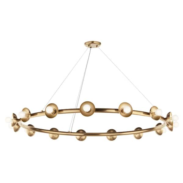 KICHLER Palta 15-Light Champagne Bronze Soft Modern Wagon Wheel Circle Chandelier for Living Room