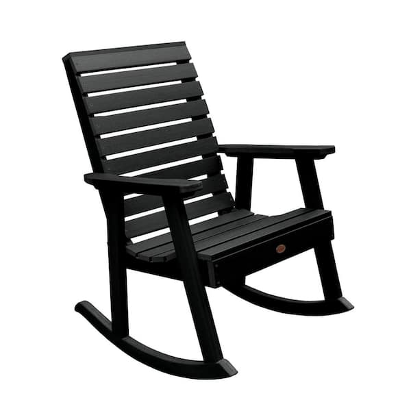 Highwood Weatherly Black Recycled, Black Plastic Outdoor Rocking Chairs