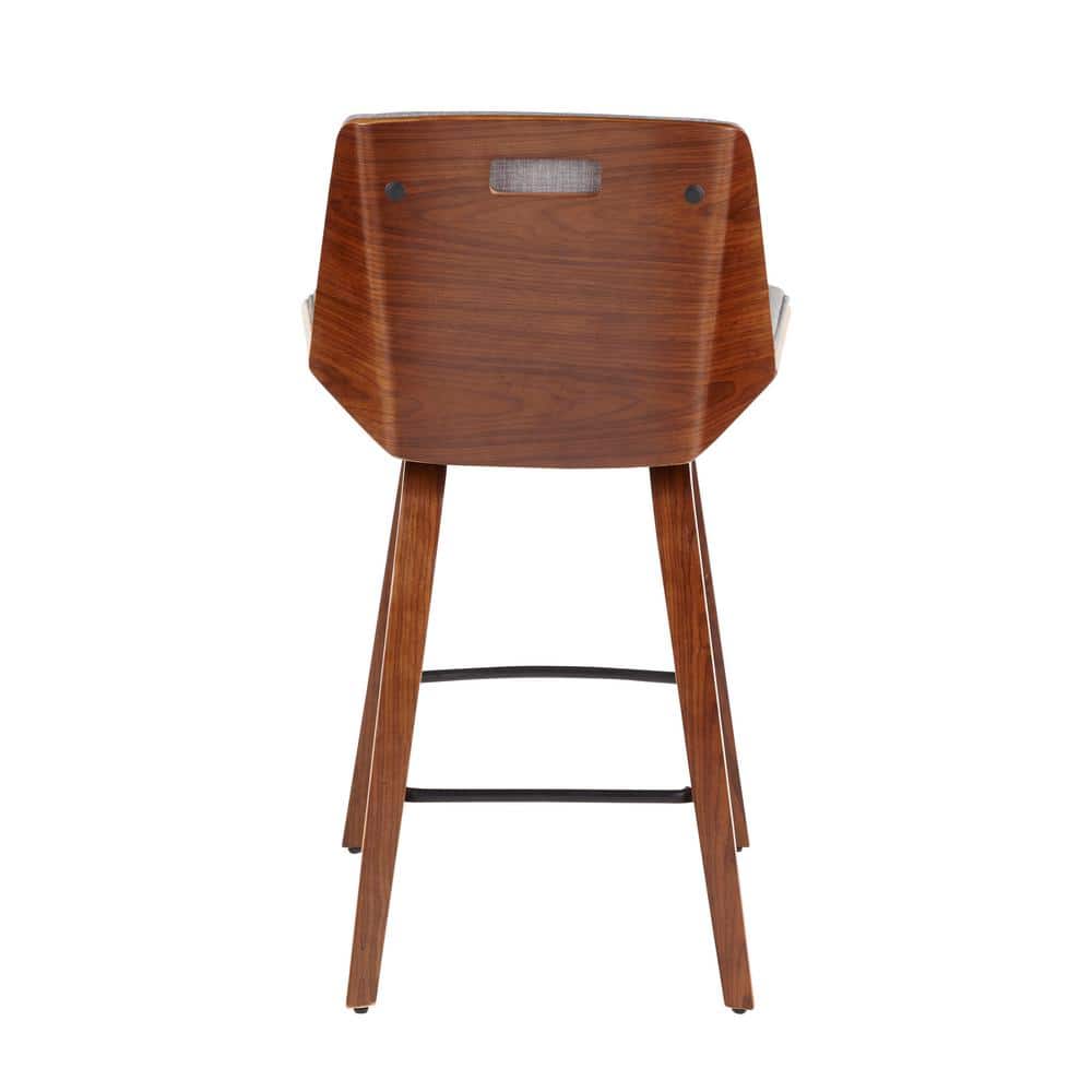 Chic Corazza 20.75" Walnut and Light Grey Mid-Century Modern Counter Stool