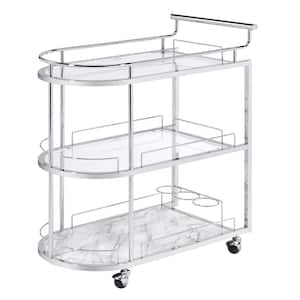 Inyo Clear Glass and Chrome Serving Cart