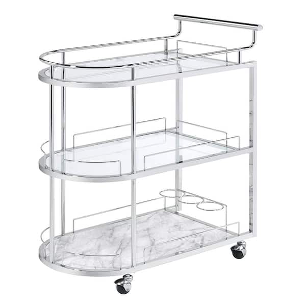 Acme Furniture Inyo Clear Glass and Chrome Serving Cart