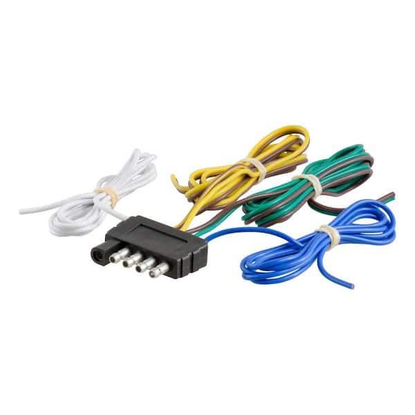 CURT 5-Way Flat Connector Plug with 48" Wires (Trailer Side, Packaged)