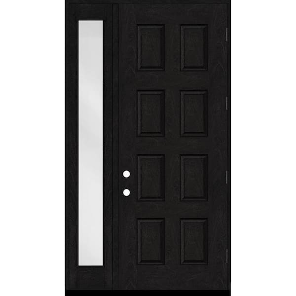 Steves & Sons Regency 53 in. x 96 in. 8-Panel LHOS Onyx Stain Mahogany Fiberglass Prehung Front Door w/14in.Sidelite