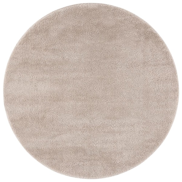 Penelope Shag Beige 7 ft. x 7 ft. Modern Solid Round Area Rug