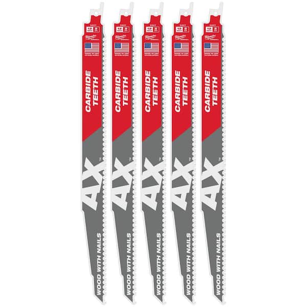 Milwaukee 12 in. 5 TPI AX Carbide Teeth Demolition Nail-Embedded