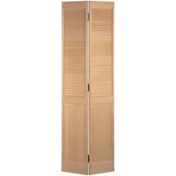 Masonite 24 in. x 78 in. Half-Louvered Unfinished Solid Core Pine Bi-fold Interior Door