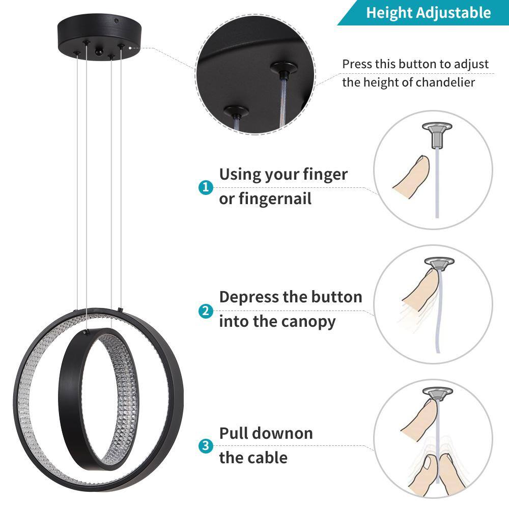 Black Metal Cage LED Ring Pendant Light