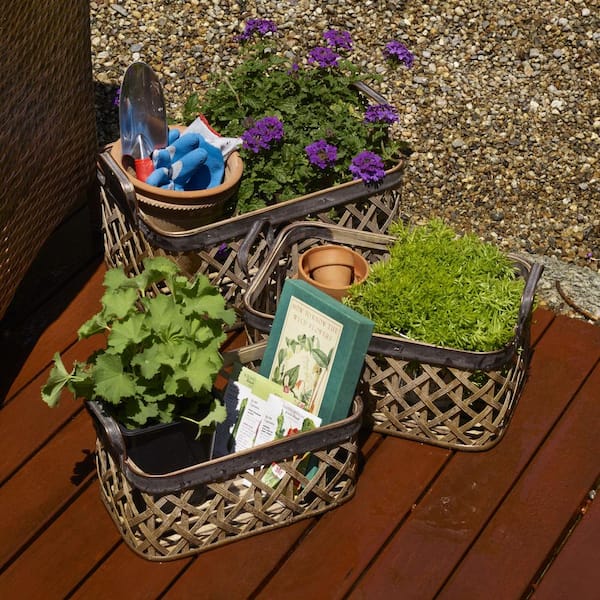 Boho Fabric Basket Sets Indoor Plant Pot Cover Sets Reversible Canvas  Storage & Organizer Bin Cute Storage Basket Large Flowerpot 