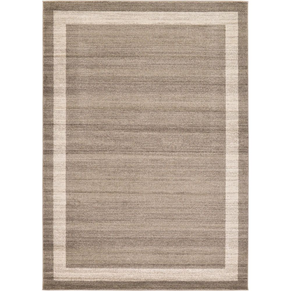 Angelica Light Brown and Ivory 7'x10' Easy-Care Area Rug
