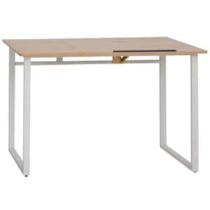 47.25 in. White Writing Desk with Adjustable Angle Tabletop and Modern Design