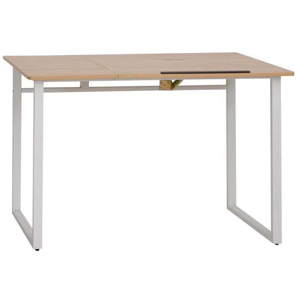 HOMCOM 47.25 in. White Writing Desk with Adjustable Angle Tabletop and Modern Design