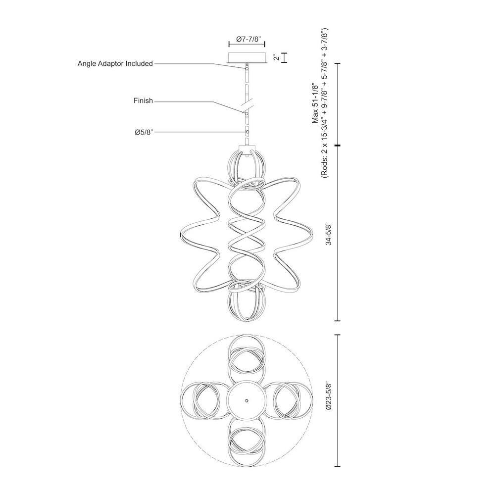 Synergy 34'' Black LED Unique Statement Pendant Light