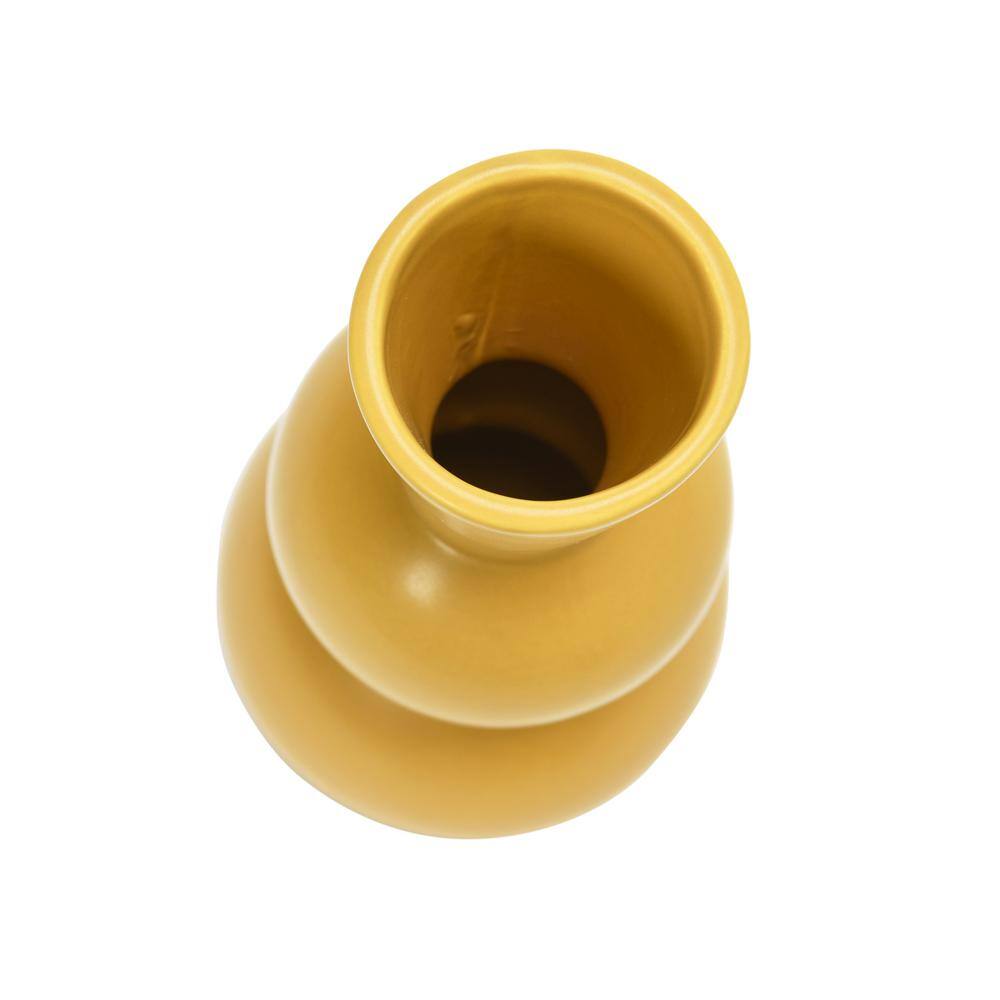 Artistic Mustard Stoneware Vase for Elegant Tabletop Decor