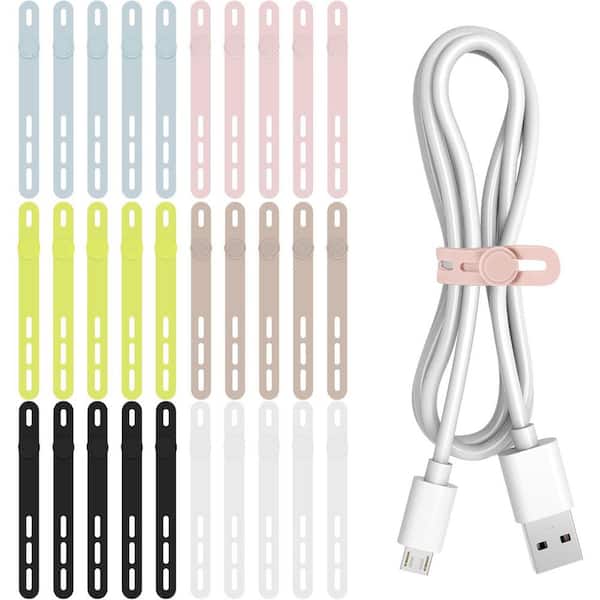 Silicone Series 4.7 in. UV Resistant Nylon Cable Zip Tie Organizer 6 Colors 30-Pack Model