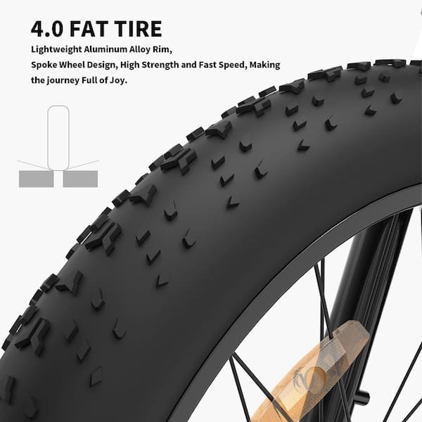 26 750W Electric Bike Fat Tire P7 48V 13Ah Removable Lithium Battery for Adults with Detachable Rear Rack Fender, Blacks