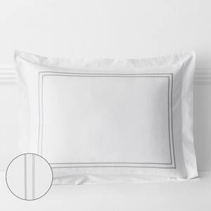 Dorset Stripe Legends Hotel Gray Embroidered 600-Thread Count Egyptian Cotton Sateen Standard Sham
