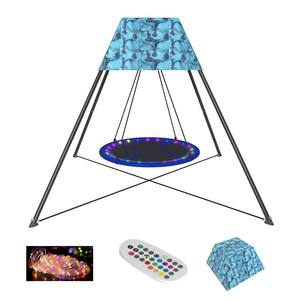 Blue Specialty Swing Stand with Oxford Tent and Nest Swing and LED Strips