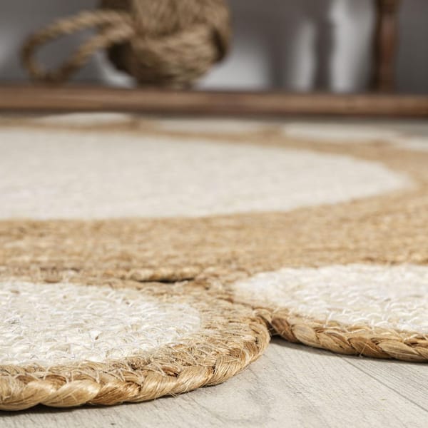 JONATHAN Y Skye Two-Tone Jute Circle Border Cream/Natural 5