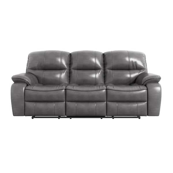 EVERGLADE HOME Slater 88 in. Round Arm Faux Leather Straight in Gray