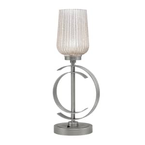 Savanna 18.5 in. Graphite Accent Table Lamp with Silver Textured Glass Shade
