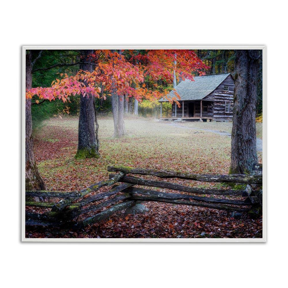Log Cabin Woody Autumn Foliage by Rick Berk White Framed Graphic Nature Art Print 11 in. x 14 in. price history on PriceWatchPro