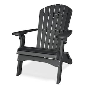 Heritage Black Plastic Outdoor Folding Adirondack Chair