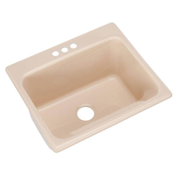 Thermocast Kensington Drop-In Acrylic 25 in. 3-Hole Single Bowl Utility Sink in Peach Bisque