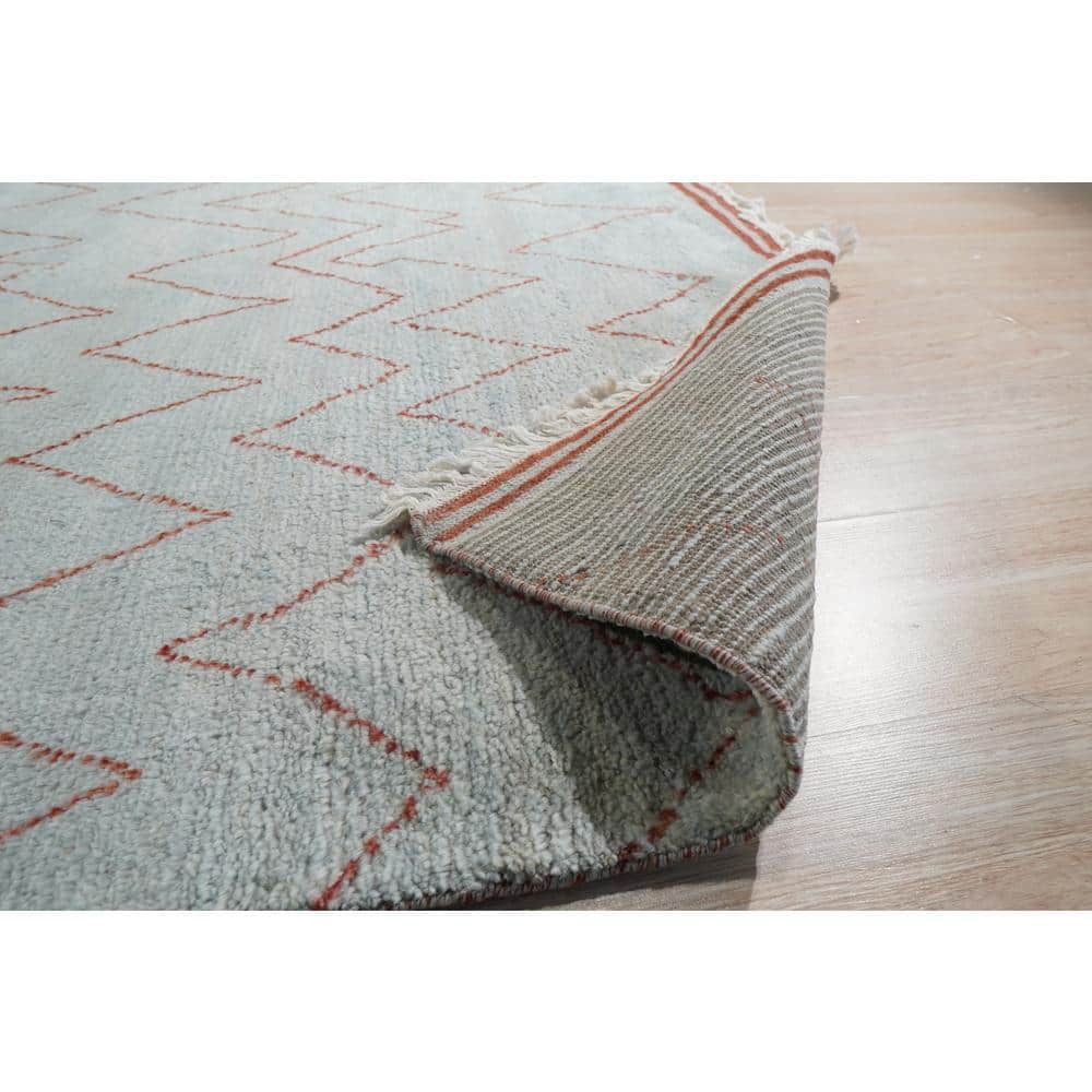 Light Blue Hand-Knotted Wool Moroccan Rug, 6' x 9'