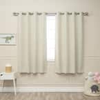 Ivory Geometric Grommet Blackout Curtain - 52 in. W x 63 in. L (Set of 2)