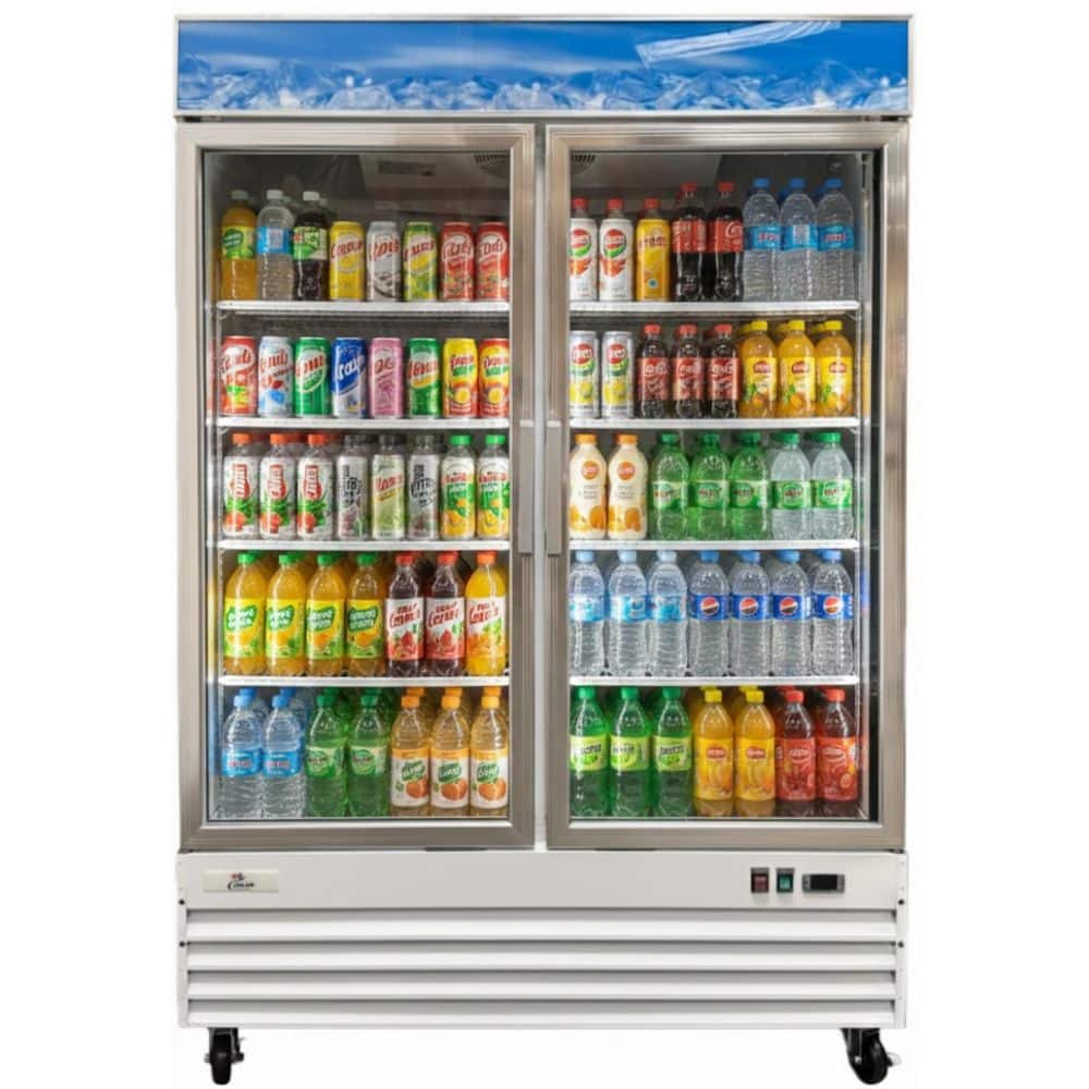 SG series 53 in. W 45 cu. ft. Two Swing Glass Door Reach In Merchandiser Commercial Refrigerator in White