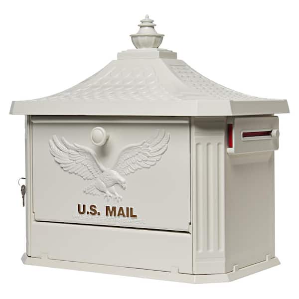 Architectural Mailboxes Hamilton Premium, White, Large, Locking, Aluminum, Post Mount Mailbox