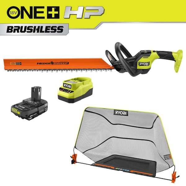 ONE+ HP 18V Brushless 24 in. Cordless Battery Hedge Trimmer with Debris Collector and 2.0 Ah Battery and Charger