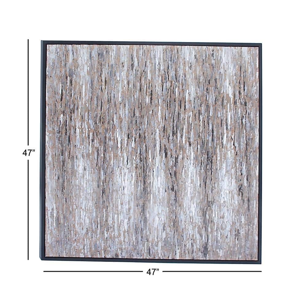 47" x 47" White and Beige Abstract Canvas Art with Black Frame