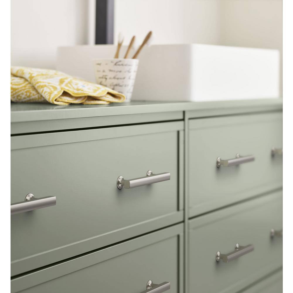 Satin Nickel 3-3/4 inch Modern Cabinet Drawer Pull