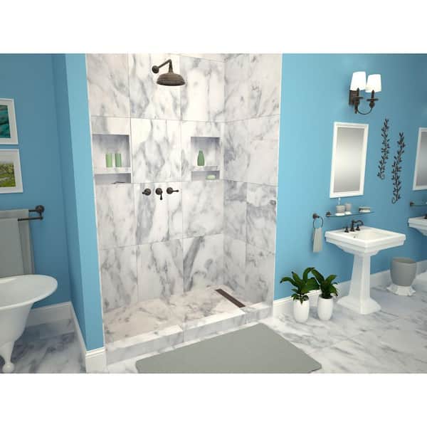 Redi Trench 42 in. x 48 in. Single Threshold Shower Base with Right Drain and Oil Rubbed Bronze Trench Grate
