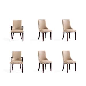 Shubert Tan Faux Leather and Velvet Dining Chair (Set of 6)