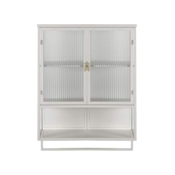 23.62 in. W x 27.56 in. H Rectangular White Metal Surface Mount Medicine Cabinet without Mirror, with Towel Rack