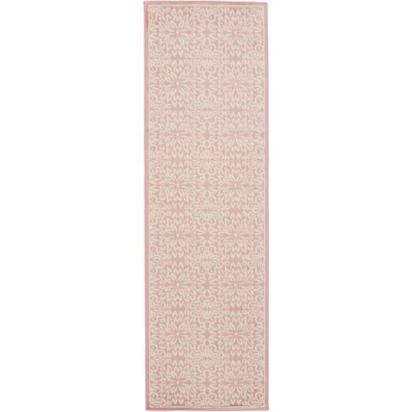 Nourison Jubilant Ivory Pink 2 ft. x 6 ft. Floral Transitional Runner Area Rug