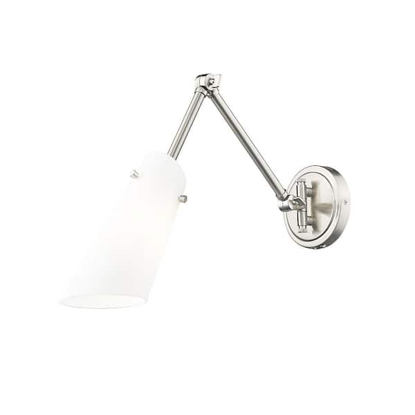 Unbranded Julia 5.25 in. 1-Light Brushed Nickel Wall Sconce with Opal Glass Shade and No Bulb Included