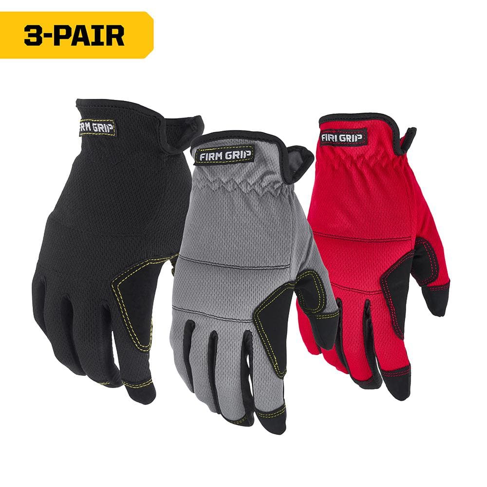 Large Utility Outdoor and Work Gloves (3-Pack)