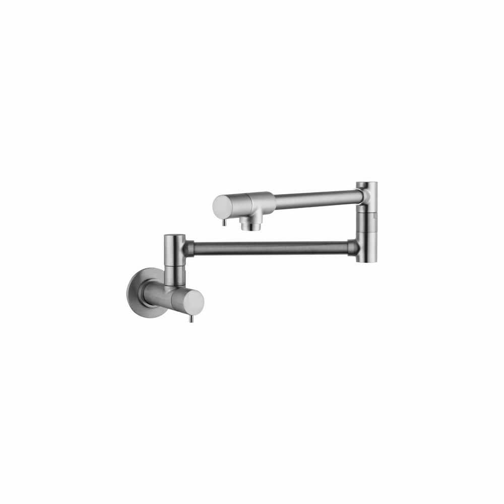 Modern Steel Optik 25" Wall Mounted Pot Filler with Dual Handles