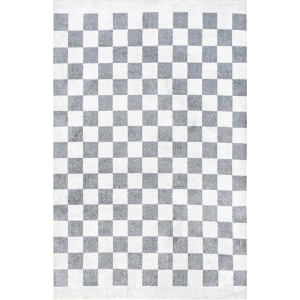 nuLOOM Naya Checkered Machine Washable Blue 7 ft. 10 in. x 10 ft. Area Rug