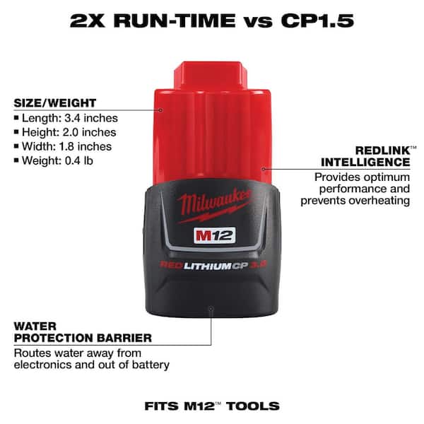 Milwaukee - M12 12-Volt Lithium-Ion Extended Capacity Battery Pack Combo W/ 6.0Ah and 3.0Ah Batteries