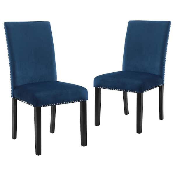 NEW CLASSIC HOME FURNISHINGS New Classic Furniture Celeste Blue Polyester Velvet Upholstered Dining Chair (Set of 2)