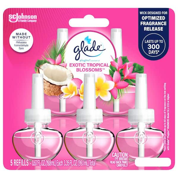 Glade - 3.35 fl. oz. Exotic Tropical Blossoms Scented Oil Plug-In Air Freshener Refill (5-Count)